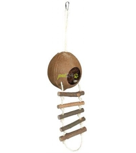 Kokosový domček pre škrečky s rebríkom